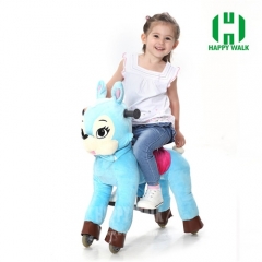 Blue Bunny with Black Hair Walking Animal plush ride on horse toy for playground