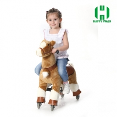 Brown Pony with White Leg Walking Animal plush ride on horse toy for playground