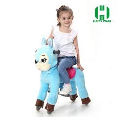 Blue Bunny with Black Hair Walking Animal plush ride on horse toy for playground