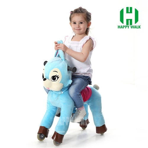 Blue Bunny with Black Hair Walking Animal plush ride on horse toy for playground