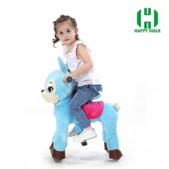 Blue Bunny with Black Hair Walking Animal plush ride on horse toy for playground