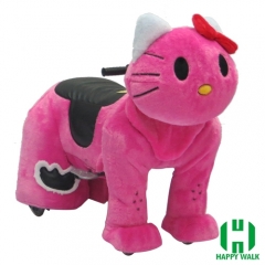 Pink Kitty Cat Electric Walking Animal Ride for Kids Plush Animal Ride On Toy for Playground