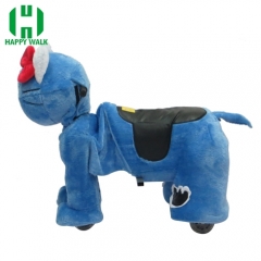 Blue Kitty Cat Electric Walking Animal Ride for Kids Plush Animal Ride On Toy for Playground