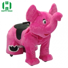 Pink Elephant Wild Animal Electric Walking Animal Ride for Kids Plush Animal Ride On Toy for Playground