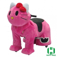 Pink Kitty Cat Electric Walking Animal Ride for Kids Plush Animal Ride On Toy for Playground