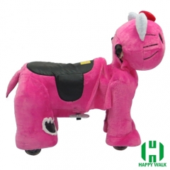 Pink Kitty Cat Electric Walking Animal Ride for Kids Plush Animal Ride On Toy for Playground