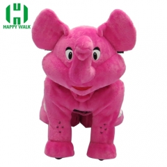 Pink Elephant Wild Animal Electric Walking Animal Ride for Kids Plush Animal Ride On Toy for Playground