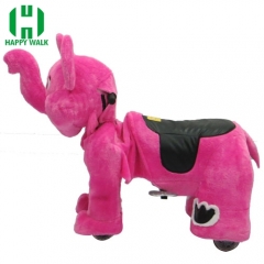 Pink Elephant Wild Animal Electric Walking Animal Ride for Kids Plush Animal Ride On Toy for Playground