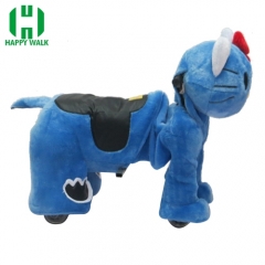 Blue Kitty Cat Electric Walking Animal Ride for Kids Plush Animal Ride On Toy for Playground