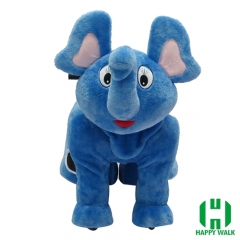 Blue Elephant Wild Animal Electric Walking Animal Ride for Kids Plush Animal Ride On Toy for Playground