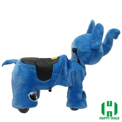 Blue Elephant Wild Animal Electric Walking Animal Ride for Kids Plush Animal Ride On Toy for Playground