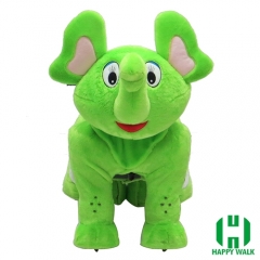 Green Elephant Wild Animal Electric Walking Animal Ride for Kids Plush Animal Ride On Toy for Playground