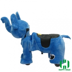 Blue Elephant Wild Animal Electric Walking Animal Ride for Kids Plush Animal Ride On Toy for Playground