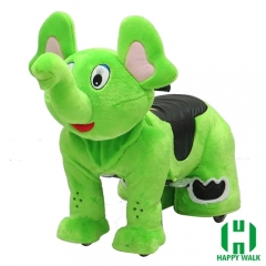 Green Elephant Wild Animal Electric Walking Animal Ride for Kids Plush Animal Ride On Toy for Playground