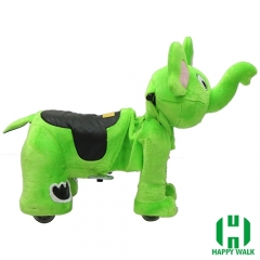 Green Elephant Wild Animal Electric Walking Animal Ride for Kids Plush Animal Ride On Toy for Playground