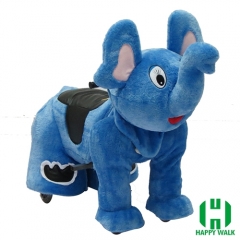 Blue Elephant Wild Animal Electric Walking Animal Ride for Kids Plush Animal Ride On Toy for Playground