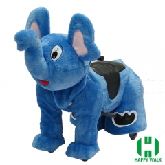 Blue Elephant Wild Animal Electric Walking Animal Ride for Kids Plush Animal Ride On Toy for Playground