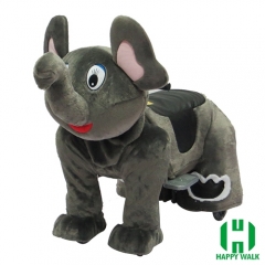 Gray Elephant Wild Animal Electric Walking Animal Ride for Kids Plush Animal Ride On Toy for Playground