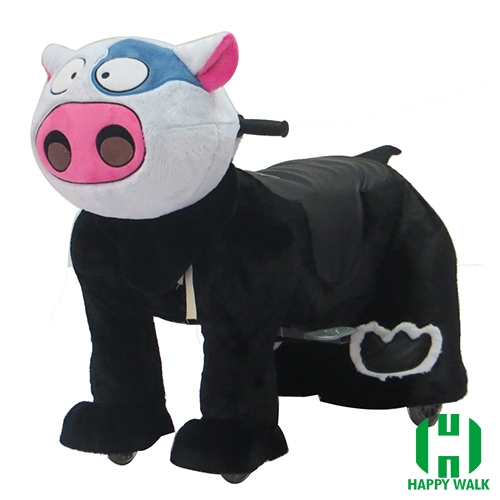 Cow Electric Walking Animal Ride for Kids Plush Animal Ride On Toy for Playground