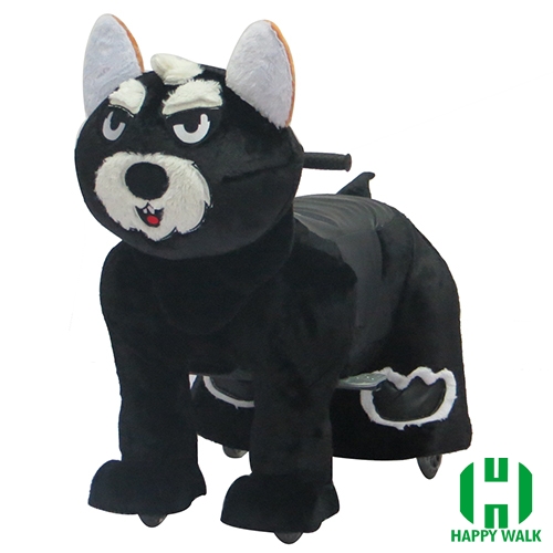 Wolf Dog Wild Animal Electric Walking Animal Ride for Kids Plush Animal Ride On Toy for Playground