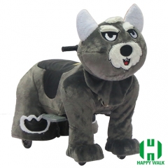 Wolf Dog Wild Animal Electric Walking Animal Ride for Kids Plush Animal Ride On Toy for Playground