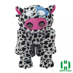 Dairy Cow Animal Electric Walking Animal Ride for Kids Plush Animal Ride On Toy for Playground