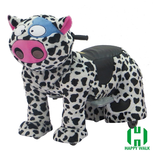 Dairy Cow Animal Electric Walking Animal Ride for Kids Plush Animal Ride On Toy for Playground