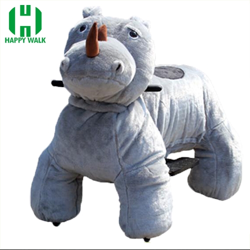 Rhinoceros Electric Walking Animal Ride for Kids Plush Animal Ride On Toy for Playground