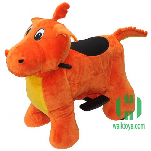 Drogon Electric Walking Animal Ride for Kids Plush Animal Ride On Toy for Playground