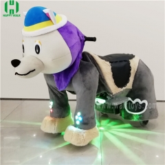 Grey Dog spotlight Plush Electric Animal Riding Scooters