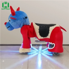 Red dragon dinosaur spotlight Plush Electric Animal Riding Scooters