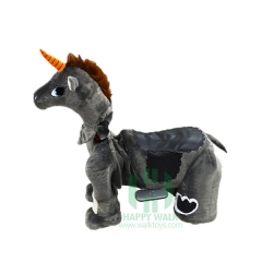 Grey Unicorn Wild Animal Electric Walking Animal Ride for Kids Plush Animal Ride On Toy for Playground