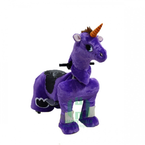 Purple Unicorn Wild Animal Electric Walking Animal Ride for Kids Plush Animal Ride On Toy for Playground