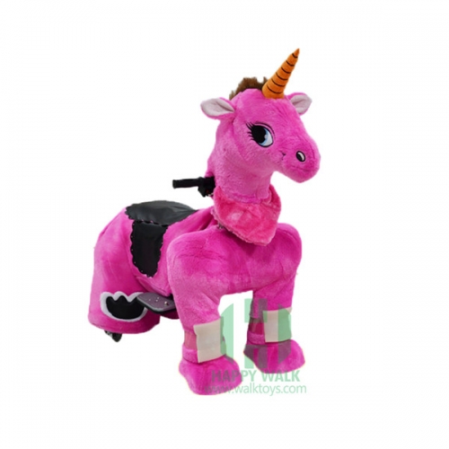 Pink Unicorn Wild Animal Electric Walking Animal Ride for Kids Plush Animal Ride On Toy for Playground