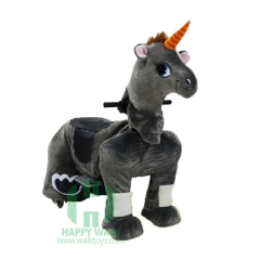 Grey Unicorn Wild Animal Electric Walking Animal Ride for Kids Plush Animal Ride On Toy for Playground