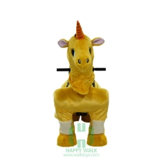 Yellow Unicorn Wild Animal Electric Walking Animal Ride for Kids Plush Animal Ride On Toy for Playground
