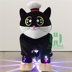 Black Cat Electric Walking Animal Ride for Kids Plush Animal Ride On Toy for Playground