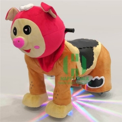 Cute Pig Electric Walking Animal Ride for Kids Plush Animal Ride On Toy for Playground
