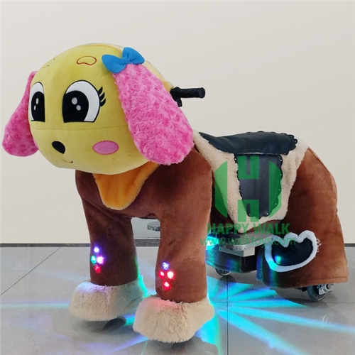 Cute Dog Electric Walking Animal Ride for Kids Plush Animal Ride On Toy for Playground