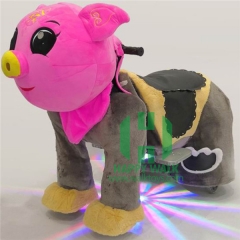 Pink Pig Electric Walking Animal Ride for Kids Plush Animal Ride On Toy for Playground