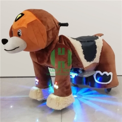 Brown Dog Electric Walking Animal Ride for Kids Plush Animal Ride On Toy for Playground