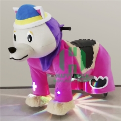 Purple Dog Electric Walking Animal Ride for Kids Plush Animal Ride On Toy for Playground
