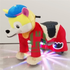 Dogs With Sun Hats Scooter Electric Walking Animal Ride for Kids Plush Animal Ride On Toy for Playground