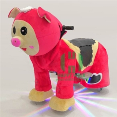 Cute Pig Electric Walking Animal Ride for Kids Plush Animal Ride On Toy for Playground