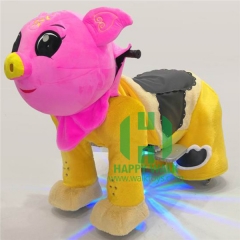 Pink Pig Electric Walking Animal Ride for Kids Plush Animal Ride On Toy for Playground