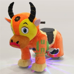 Cow Electric Walking Animal Ride for Kids Plush Animal Ride On Toy for Playground