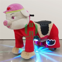 Pig Electric Walking Animal Ride for Kids Plush Animal Ride On Toy for Playground