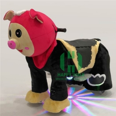 Cute Pig Electric Walking Animal Ride for Kids Plush Animal Ride On Toy for Playground