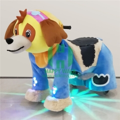 Yellow Dog Electric Walking Animal Ride for Kids Plush Animal Ride On Toy for Playground