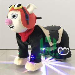 The Pig With The Goggles Scooter Electric Walking Animal Ride for Kids Plush Animal Ride On Toy for Playground